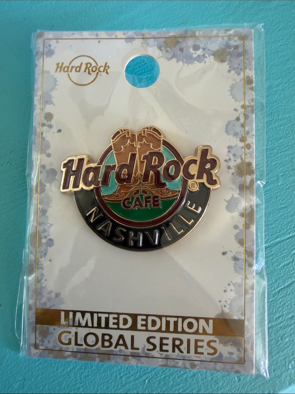 Hard Rock Cafe Nashville Pin - Green & Black w/ Cowboy Boots